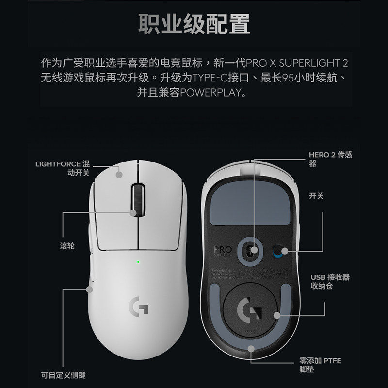 罗技G Pro系列GPW三代无线鼠标双模8K专业电竞游戏狗屁王GPW3