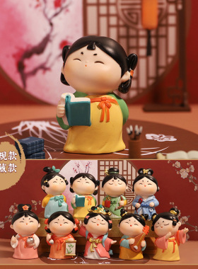 古风唐仕女盲盒搪胶桌面摆件