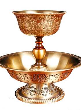 净心缘八吉祥小号供酒杯子供纯铜杯雕花护法护法杯供供佛铜杯护法