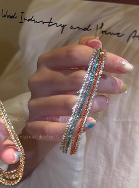 欧美跨境满钻多层卡扣手链女轻奢网红时尚高级感小众设计百搭手链