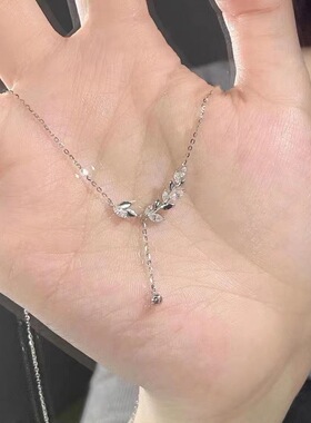 小红书超闪亮麦穗项链女夏季甜美小众设计穗穗平安树叶流苏锁骨链