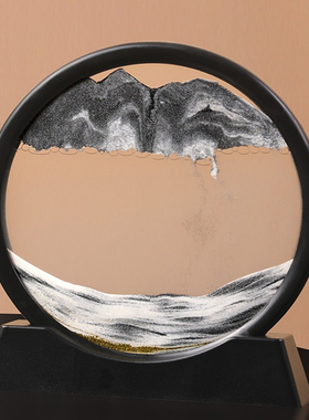 流沙画摆件3D立体动态创意艺术治愈解压油沙漏桌面客厅酒柜装饰品