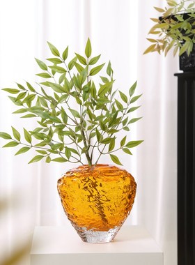 水晶琉璃花瓶创意玄关餐桌花瓶摆件客厅花器插花高级Y感装饰品摆