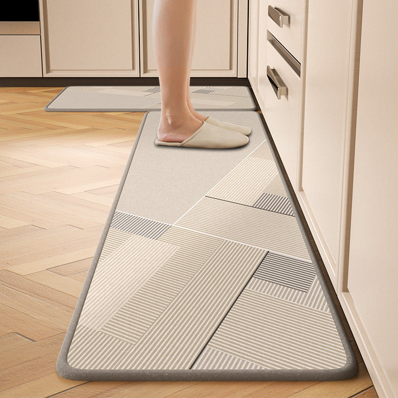 Kitchen floor mats are non-slip, oil-proof, wipeable and no-clean, Nordic style water-absorbent and stain-resistant carpets, home entry light luxury foot mats
