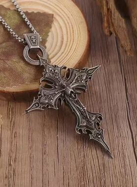 暗黑哥特骷髅十字架男士项链