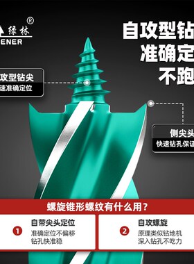绿林电动扳手支罗钻头木工打孔专用神器麻花木头开孔门锁工具大全