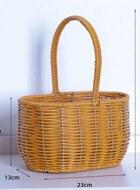 手提花篮编织藤编篮花篮插花礼品包装篮伴手礼品塑藤篮子回手礼篮