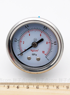 Y-50Z压力表0~10KG气压表1MPa水压表背接头PT1/4牙50mm轴向压力表