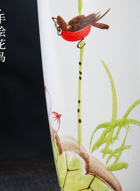 景德镇新中式手绘写意风插干花水养摆件家居客厅高温陶瓷花盆花器