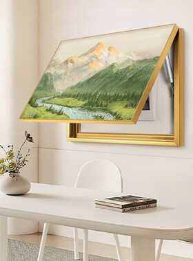 日照金山电表箱装饰画奶油风电闸盒风景油画遮挡挂画配电箱免打孔