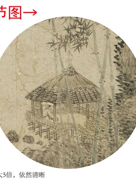 元 王蒙《修竹远山图》客厅书房茶室装饰画挂画玄关高清山水卷轴