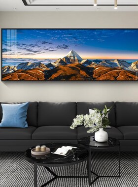 客厅装饰画梅里雪山背靠日照金山沙发背景墙壁挂画办公室山水风景