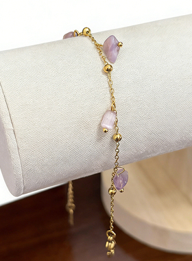 敲美丽！轻奢设计师款紫色水晶手链女金色链条时尚高级感手饰