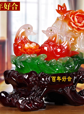 朋友结婚礼品新婚庆创意礼物鸳鸯摆件一对家居卧室新房装饰品摆设