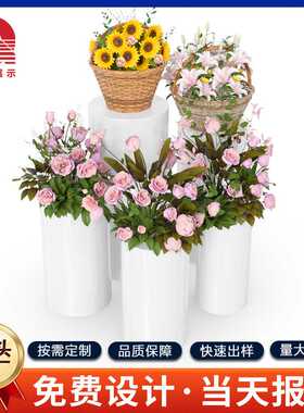 亚克力圆柱形婚庆甜品台白色有机玻璃装饰台婚礼生日路引桌台