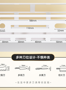 优勤一体刀架筷子勺砧板台面置物厨房放菜板壁挂式收纳沥水刀具