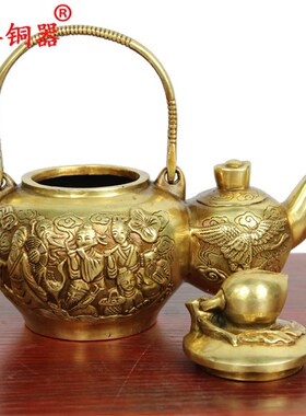 宇卓铜器纯铜壶黄铜壶八仙子子母壶工艺品摆饰