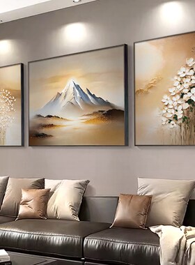 金山聚财客厅有靠山装饰画大芬油画村沙发背景墙壁画2024新款挂画