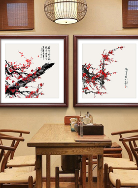 新中式电表箱盒遮挡免打孔配电箱盖板画国画餐厅家用电闸开关挂画