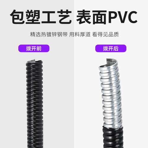 PVC金属波纹管20MM  50米/卷 包塑金属软管8 12 16 20 25 32 38 - 图2