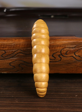 黄杨木雕蚕宝宝手把件新中式实木家居饰品桌面装T饰小摆件盘玩文