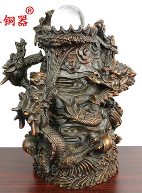 宇卓铜器铜五龙戏珠工艺品摆件纯铜龙黄铜龙铜戏珠龙