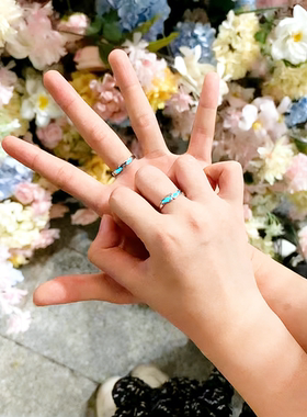 S925银天使之翼荧光情侣戒指