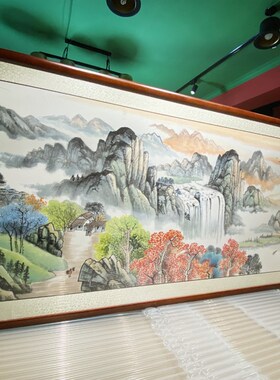 富春山居图纯手绘山水画靠山图国画客厅装饰画办公室挂画水墨画