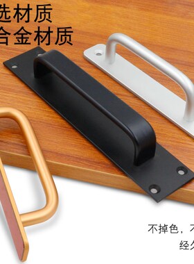 铝合金门把手手柄实心免打孔防盗门室内卫生间推拉门明装大门拉手
