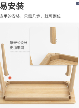 书桌简易家用实木腿简约卧室电脑台式桌长方形学生学习写字桌子