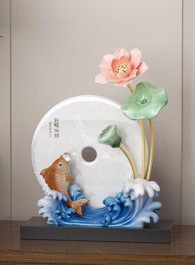 年年有余摆件招财锦鲤工艺品高级感客厅酒柜博古架办公室软装饰品