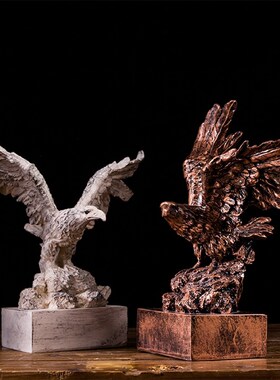 新中式大鹏展翅老鹰摆件 仿古禅意客厅玄关电视柜家居装饰工艺品
