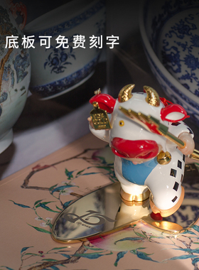 稀奇艺术牛气开运轻奢《2021好牛叉》装饰桌面雕塑礼物摆件铜古董