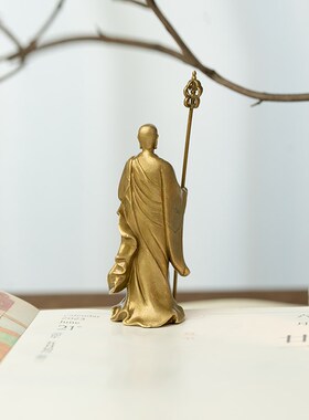 纯黄铜九华山地藏王菩萨佛像地藏菩萨像摆件随身佛精致禅意装饰品