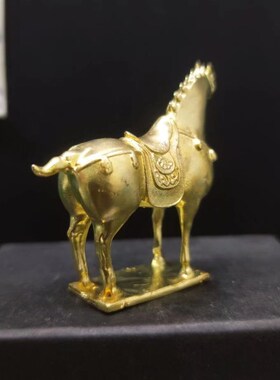 纯铜战马创意办公室摆件客厅桌面动物唐马工艺品招财家居酒柜装饰