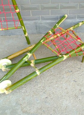 竹木小推车玩具手推车独轮车亲子活动道具小孩户外游戏推车玩教具