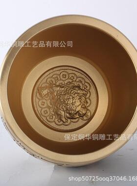 纯铜八方聚财黄铜米缸百福铜缸聚宝盆摆件客厅家具装饰存钱罐
