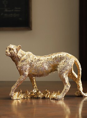 复古欧式金钱豹招财摆件家居客厅酒柜玄关书房新房乔迁送礼物装饰