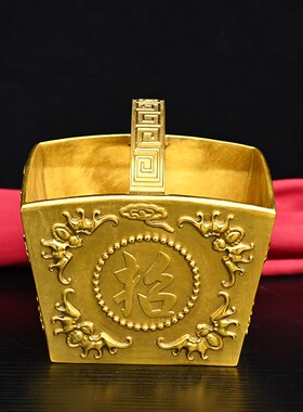 铜米斗招财摆件日进斗金铜聚宝盆铜缸铜升子家居装饰品开业礼品