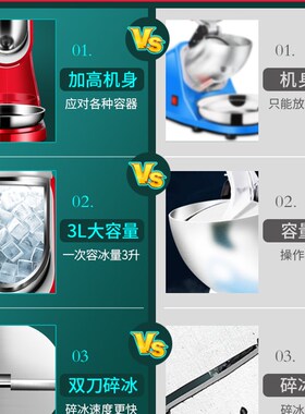 维思美碎冰机小型商用电动手压全自动奶茶店冰沙机打磨冰机刨冰机