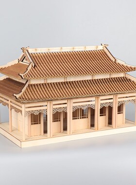 新中式禅意古建筑模型中国风玄关柜茶桌茶桌凉亭样板间售楼部摆件