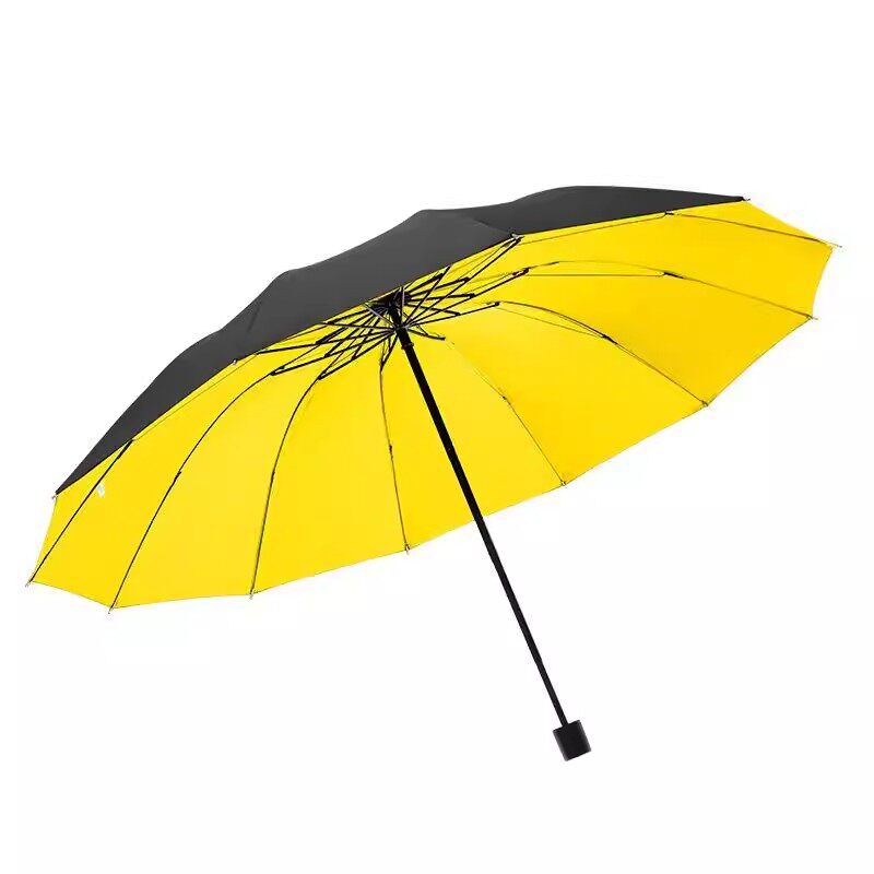 12骨手动黑胶反向超大伞防风大暴雨遮太阳伞晴雨两用加固三人伞