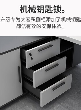 白色经理办公室桌子简约现代总裁桌大班台钢木老板桌主管桌椅组合