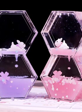 可爱樱花兔油漏动感滑梯创意桌面摆件治愈解压流沙漏女孩生日礼物