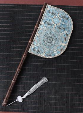 八达运便面扇刀扇战国袍扇子天然紫竹手柄复古汉服走秀道具拍摄扇