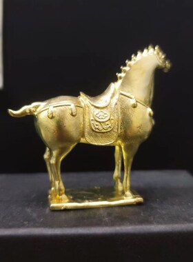 纯铜战马创意办公室摆件客厅桌面动物唐马工艺品招财家居酒柜装饰