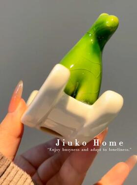 冰裂纹摇摇马摆件客厅书房创意个性家居装饰品茶桌可爱茶宠配件