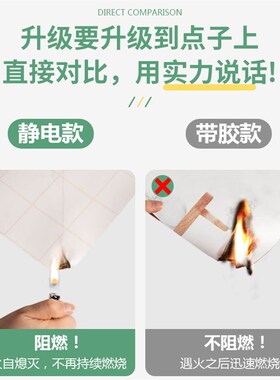 厨房防油贴纸静电无胶防水透明油烟机灶台墙壁防火耐高温墙贴自粘