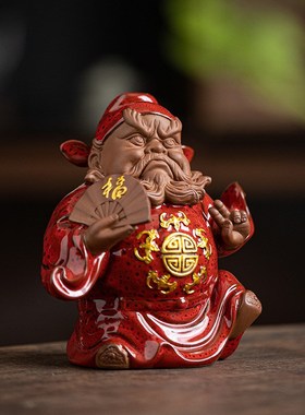 禅意创意摆件钟馗天师家居玄关办公室桌面茶宠中式装饰陶瓷工艺品