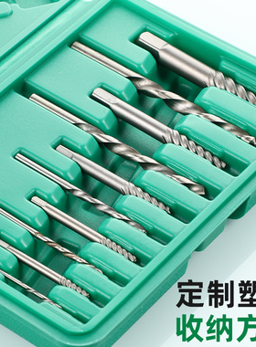 断头螺丝取出器滑牙取断螺丝汽车维修工具反丝倒丝器工具11件套
